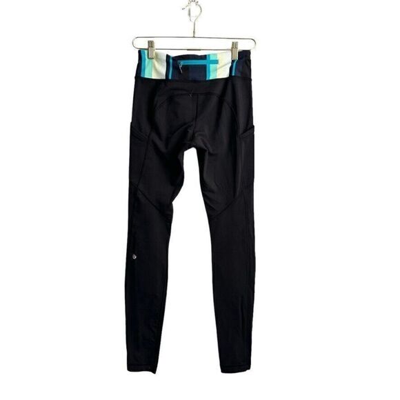Lululemon Speed Tight Tech Leggings Women's 6 Black/Assorted Stripe Surge‎ - Picture 2 of 6
